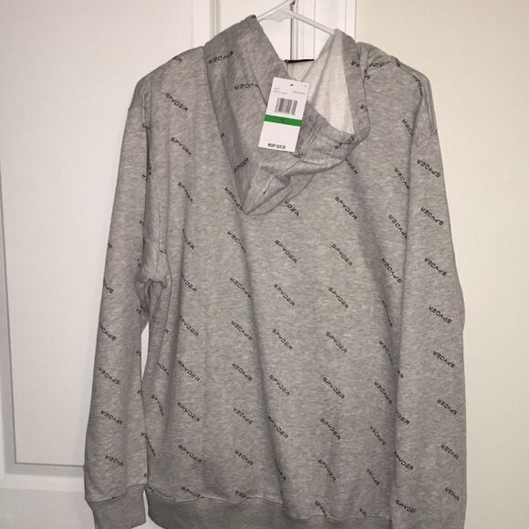 Gray BIG Spyder $69 mega print fleece ski Hooded Hoodie Sweatshirt jacket L - Picture 4 of 5